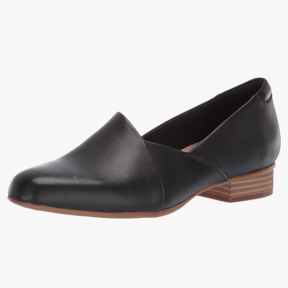 Clarks Women's Juliet Palm Loafer Size 11 Flat Slip On Shoe Black Leather Casual